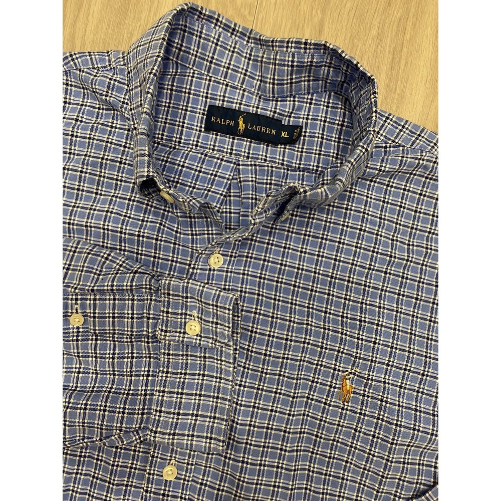 Ralph Lauren Shirt Men's Size XL Button Down Long Sleeve Blue Plaid